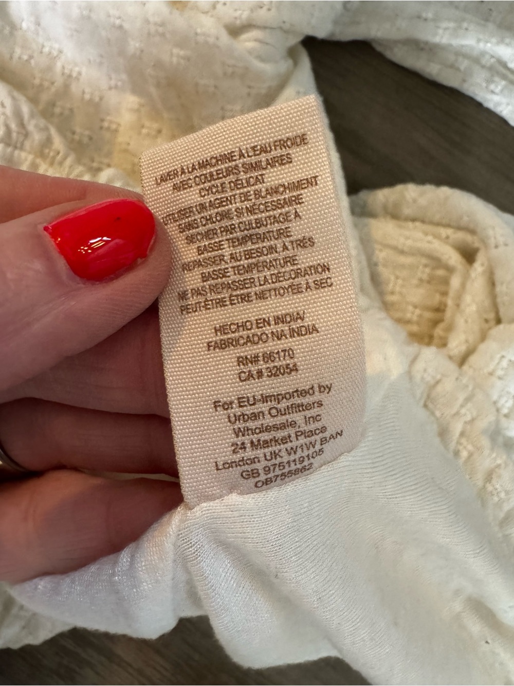 Free People Cream Long Sleeve Peasant Top with Tan Crochet Accents - Picture 5 of 9